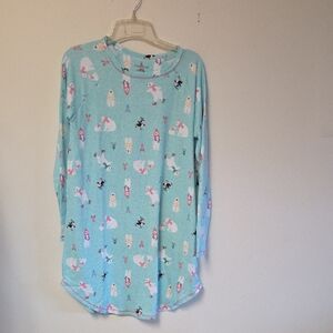 Cuddl Duds Teal Pajama Top with Fun Print